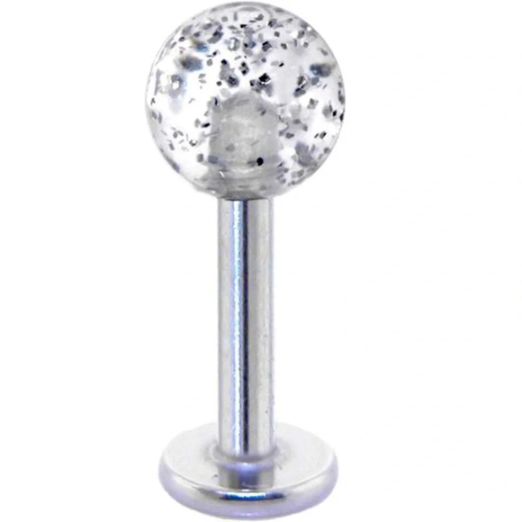 14 G Clear Acrylic Ball Glitter Labret. 🐼🐼🐼 4 for $20 sale - Picture 1 of 1